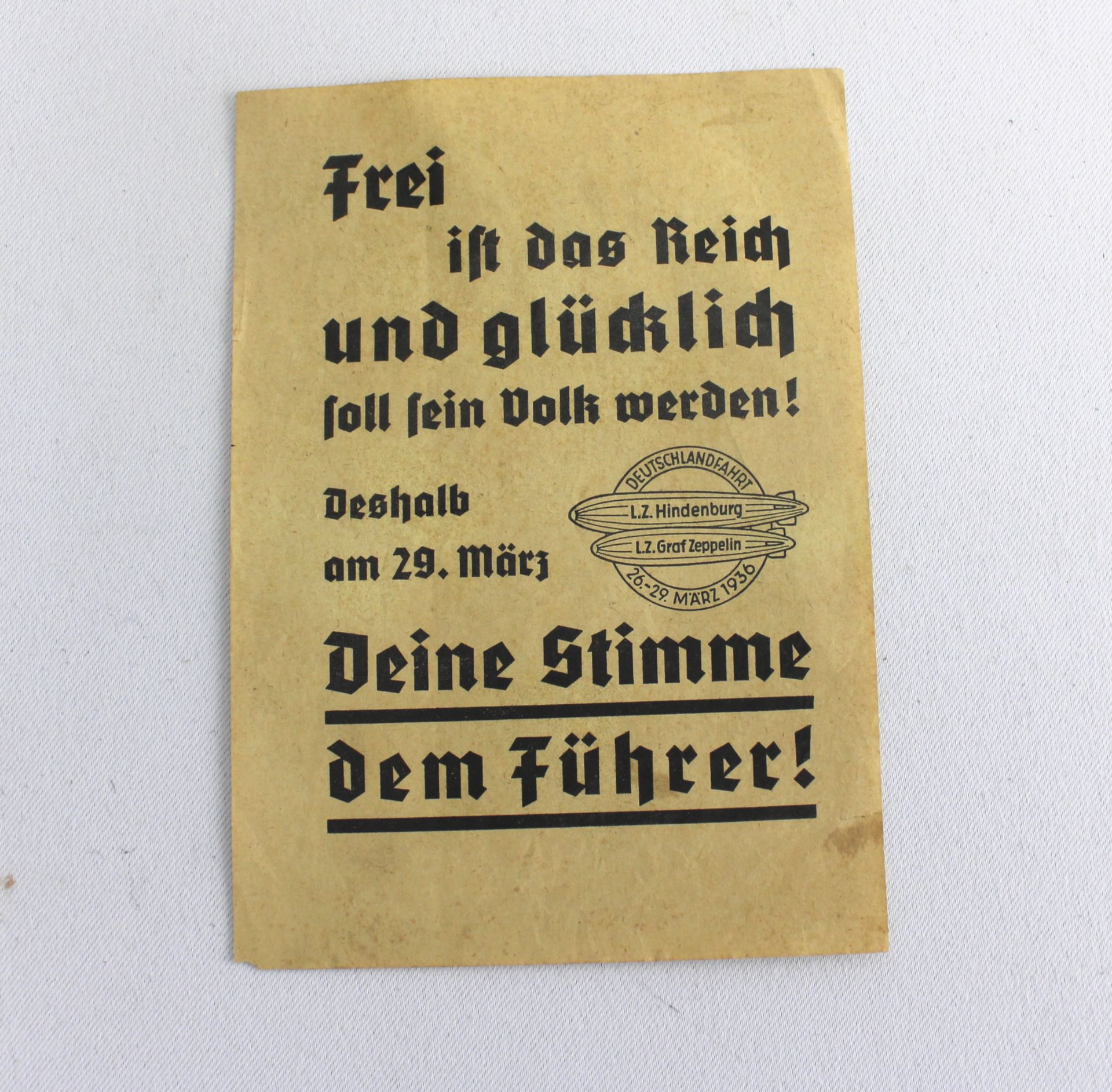 3. Reich, Propaganda, Wahlzettel und Flugblatt der NSDAP, Wahl 29.März 1936 - Image 2 of 3