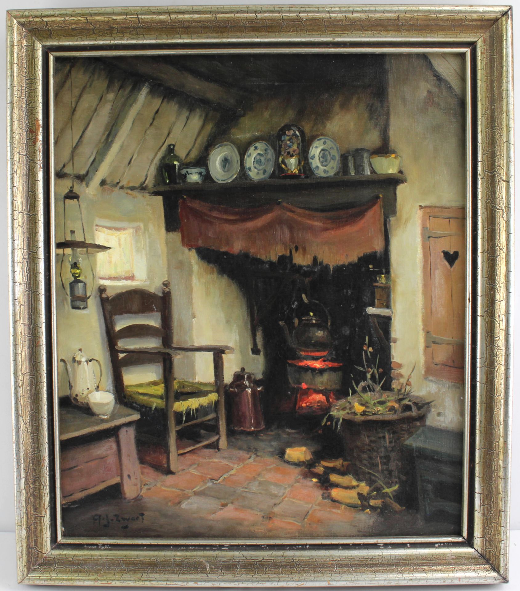 Adrianus Zwart, *1903-1981Niederlande, "Stubeninterieur in Brabant", Öl/Leinw., sig., 60 x 50 cm