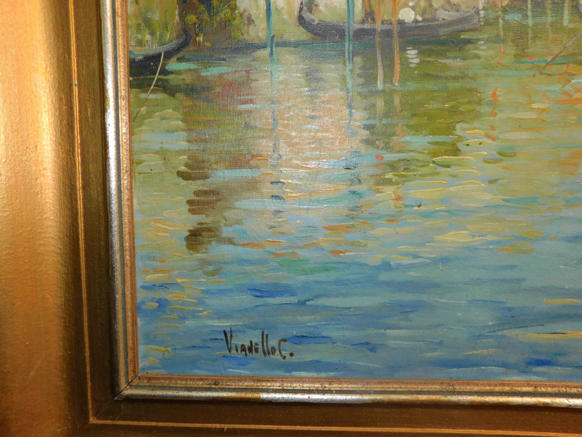 C. Vianello, 19./20.Jh., "Ansicht von Venedig" Öl/Leinwand., signiert., 70x100 cm - Bild 3 aus 7