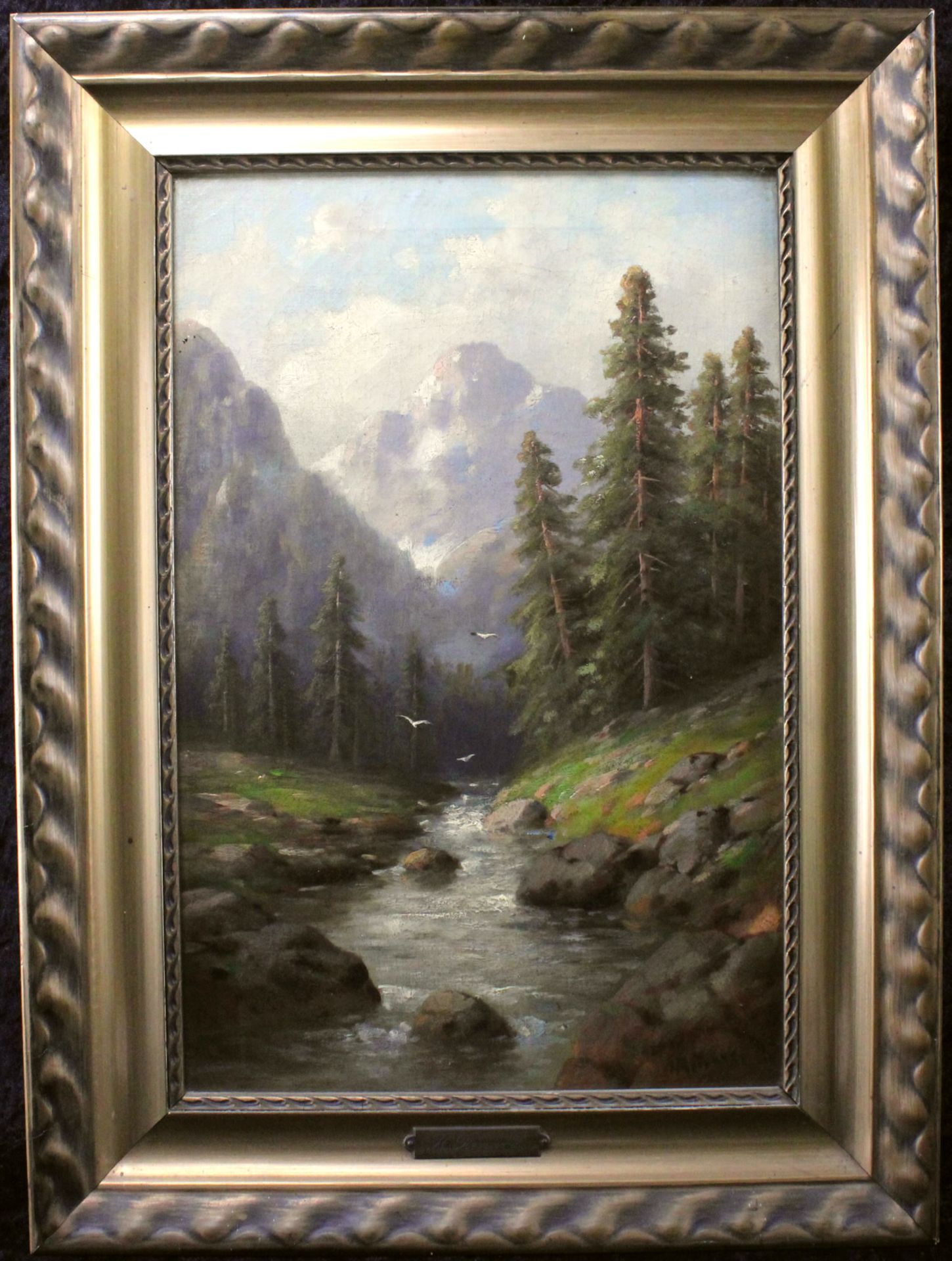 H. Renard, Maler 19./20.Jh.,"Voralpenlandschaft m. Bachlauf", Öl/Leinwand, sig., 45 x 30 cm