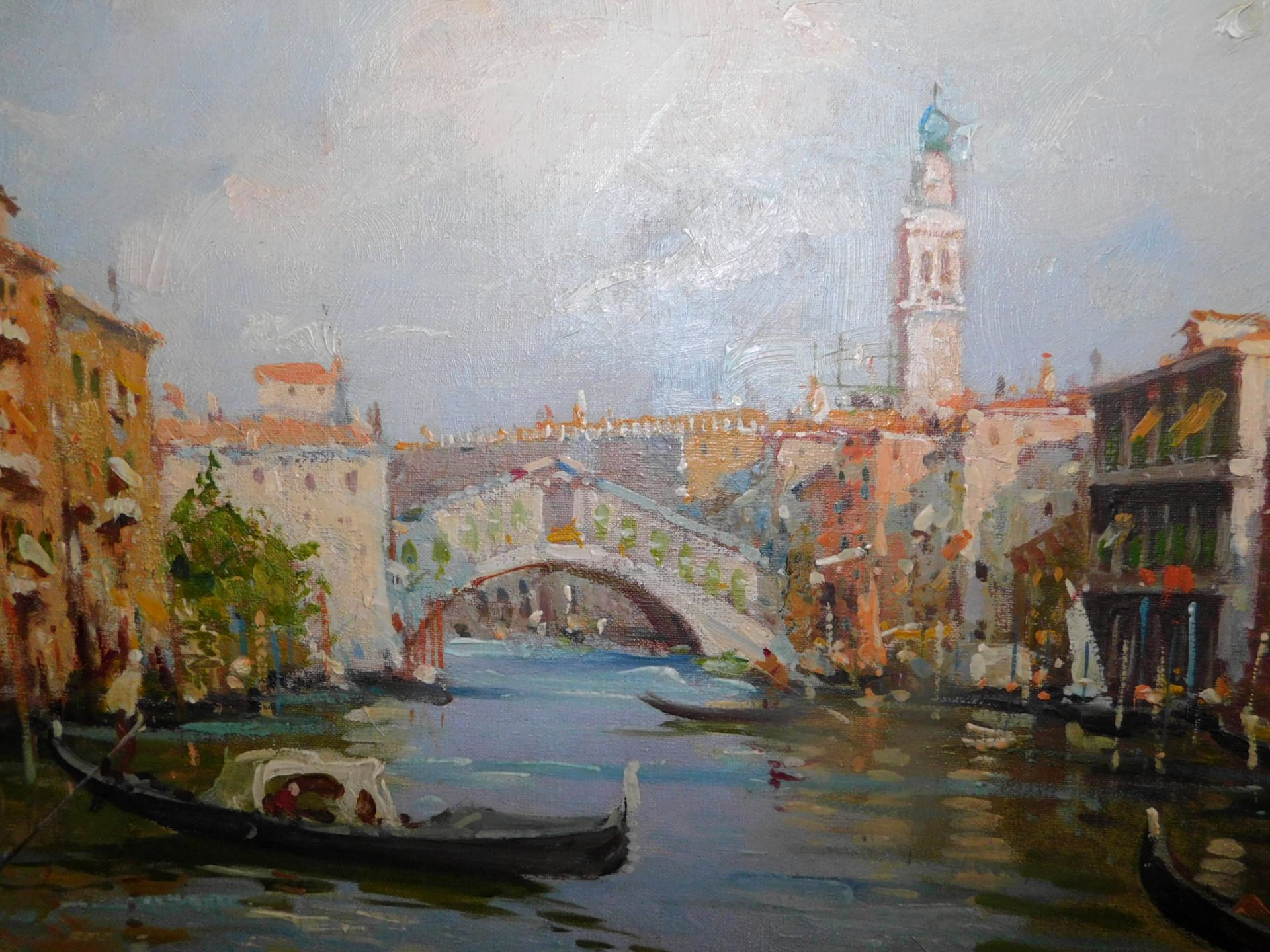 C. Vianello, 19./20.Jh., "Ansicht von Venedig" Öl/Leinwand., signiert., 70x100 cm - Image 6 of 7