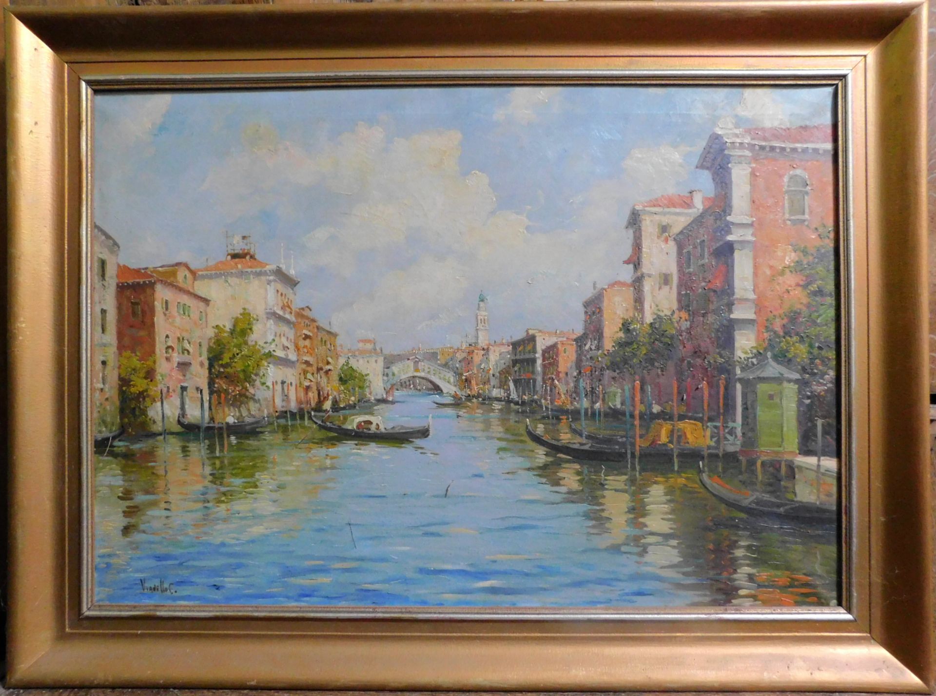 C. Vianello, 19./20.Jh., "Ansicht von Venedig" Öl/Leinwand., signiert., 70x100 cm