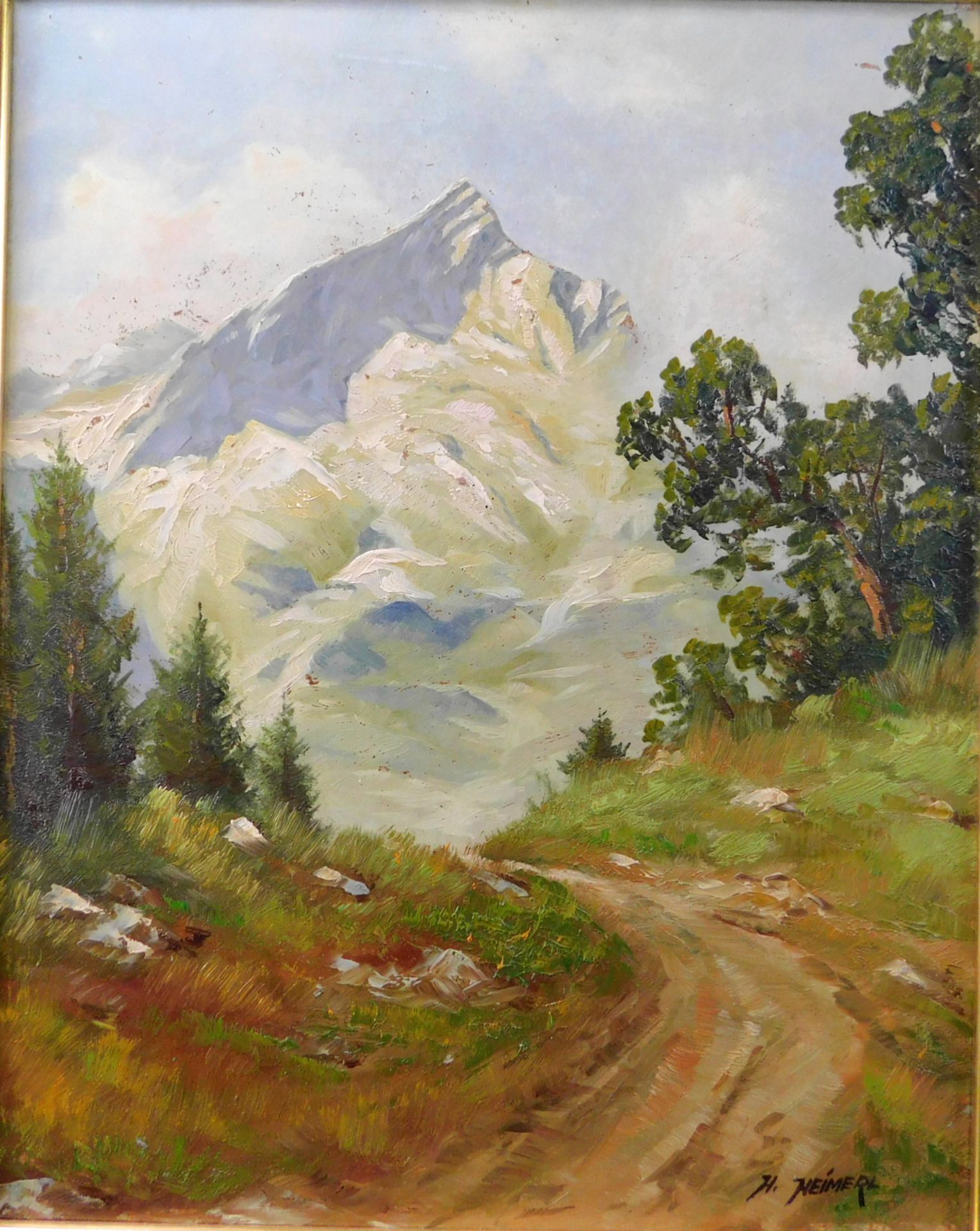 Hans Heimerl, Maler 20. Jh., "Alpspitze bei Garmisch" Öl/Platte, signiert, 30,5 x 24,5 cm - Image 2 of 3