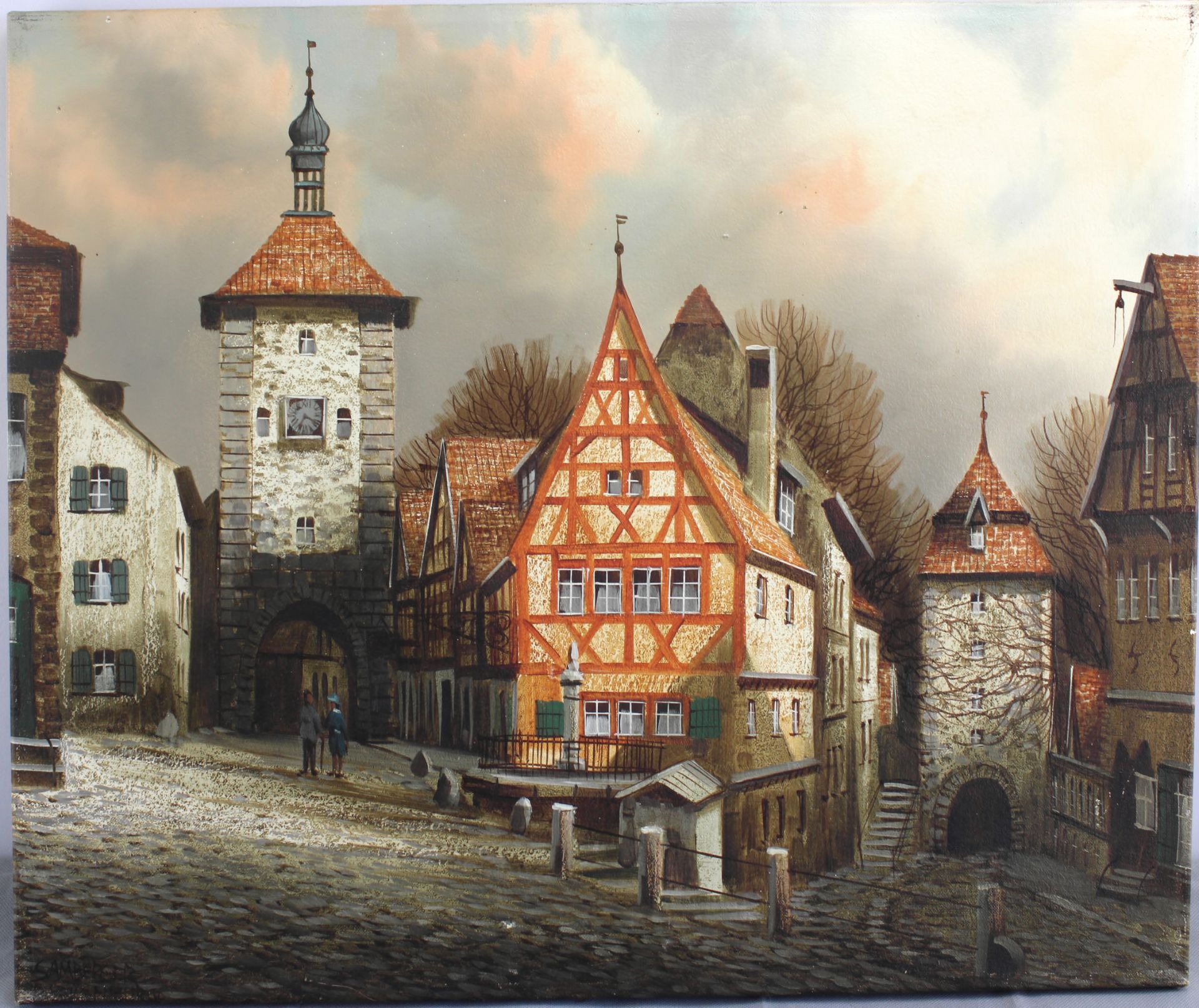 Peter Samberger, 20.Jh., "Ansicht Rothenburg" sig. u. Ortsbez., Öl/Leinw., 50 x 60 cm