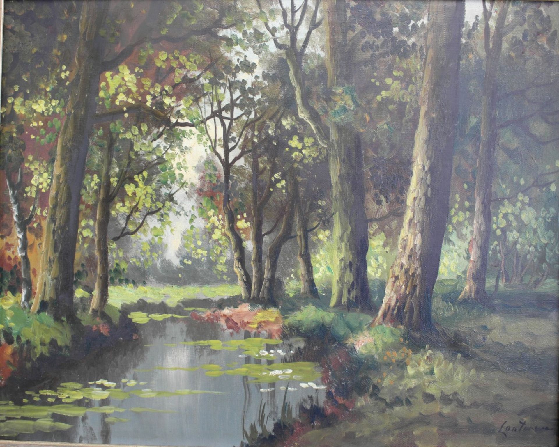 Lautmann, 2.H.20.Jh., Waldlandschaft, Öl/Leinwand, sig., 40x50 cm - Image 2 of 4