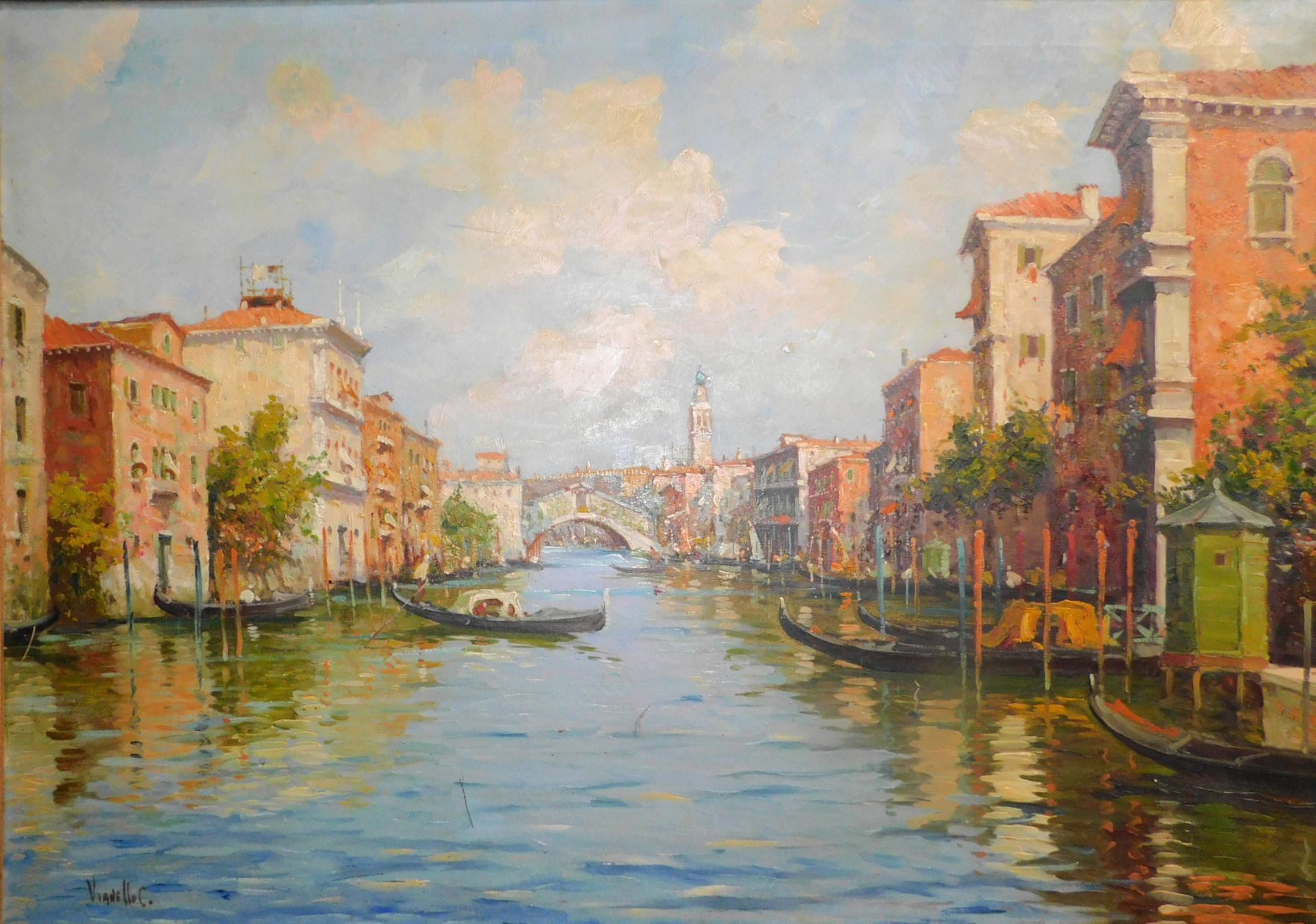 C. Vianello, 19./20.Jh., "Ansicht von Venedig" Öl/Leinwand., signiert., 70x100 cm - Image 2 of 7