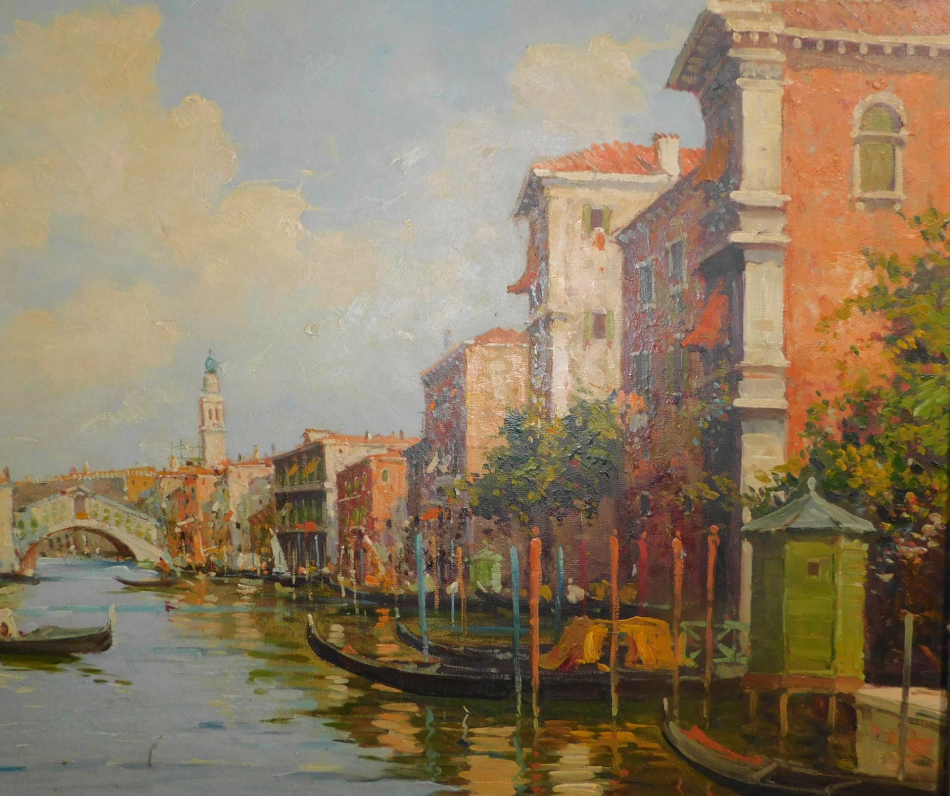 C. Vianello, 19./20.Jh., "Ansicht von Venedig" Öl/Leinwand., signiert., 70x100 cm - Image 5 of 7