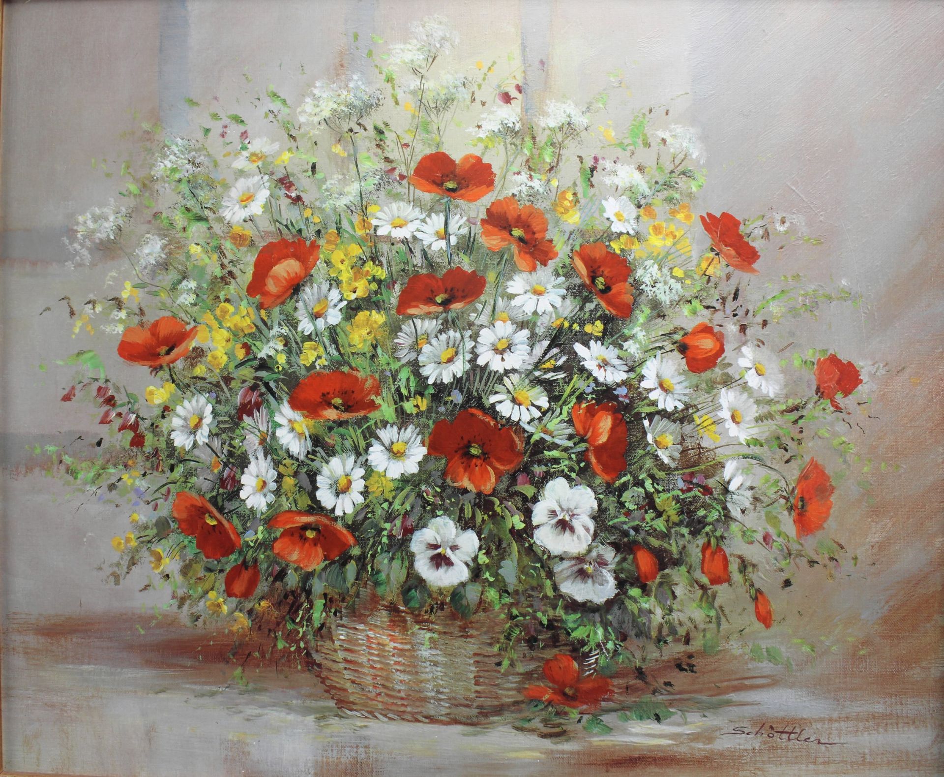 Katharina Schöttler *1935 Ringenberg-2016 Wieck, Blumenstillleben, Öl/Leinwand, sig., 50 x 60 cm - Image 2 of 4