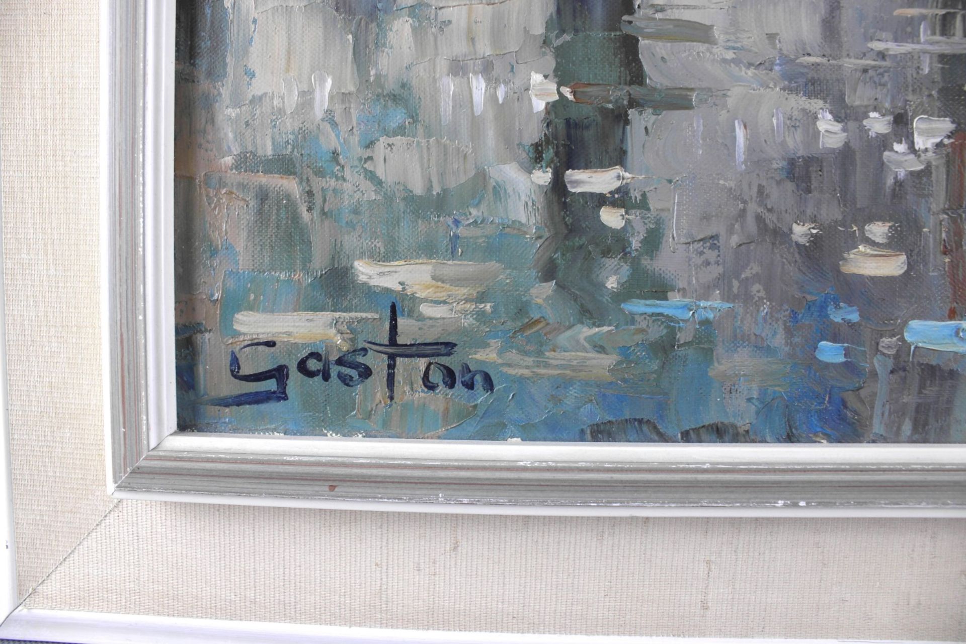 Gaston, Maler 20.Jh., "New Yorker Brooklyn Bridge" Öl/Leinwand, signiert, 40,5 x 80 cm - Image 3 of 6