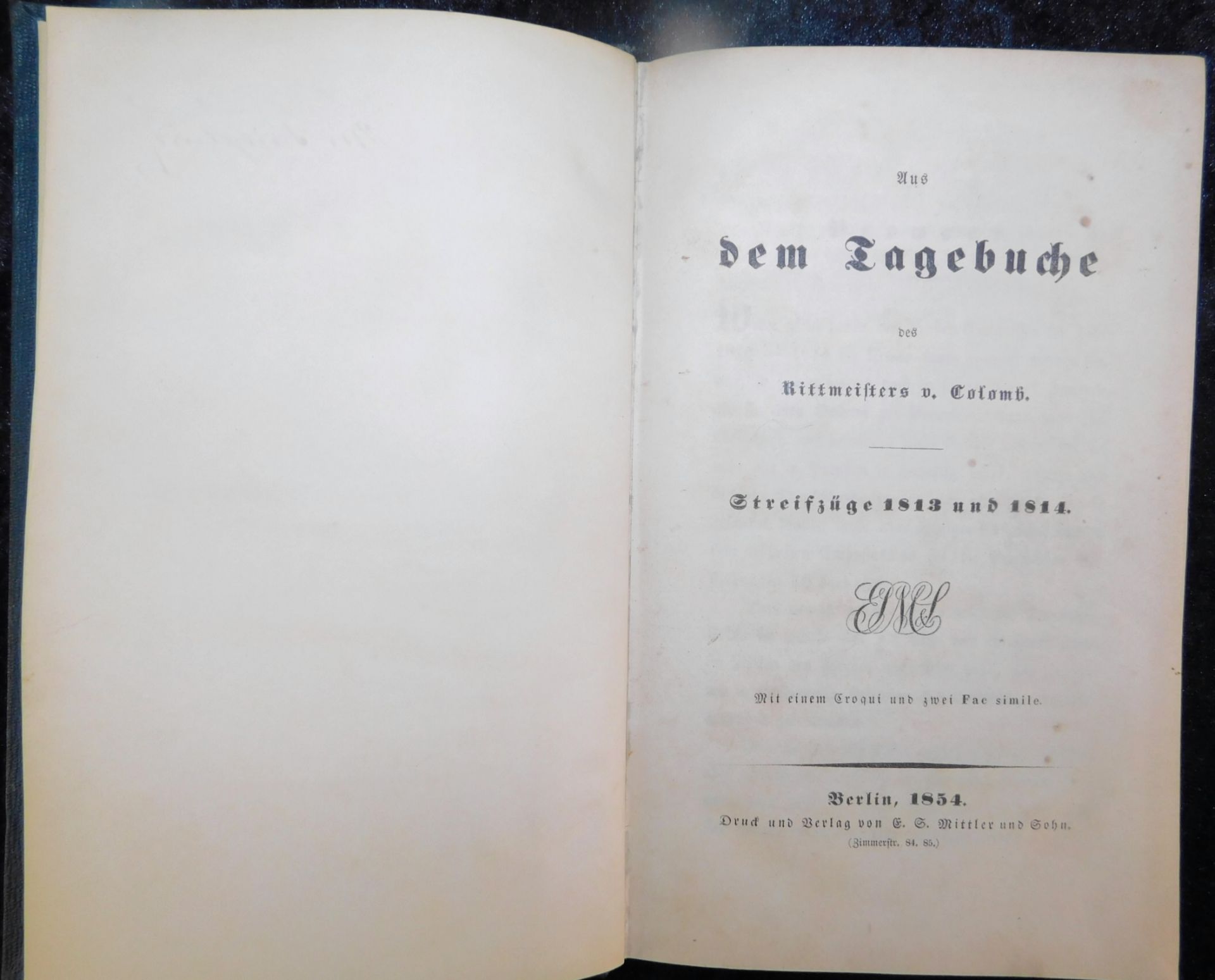 Aus dem Tagebuch des Rittmeisters von Colomb, Verlag E.S.Mittler, Berlin 1854 - Image 2 of 4