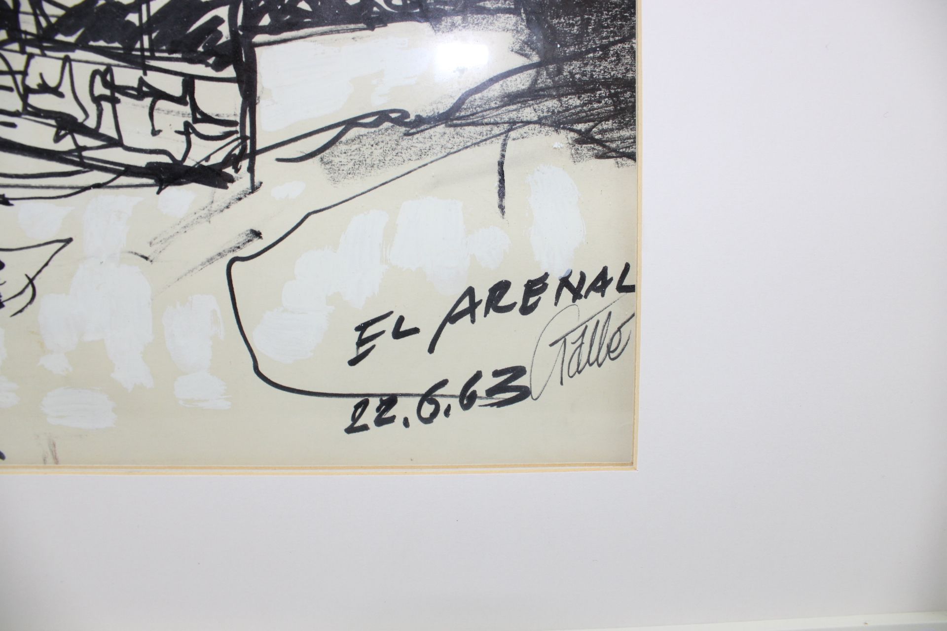 Klaus Gallé, Künstler 20.Jh., Tuschzeichnung "El Arenal" dat. 22.6.63 - Image 2 of 2