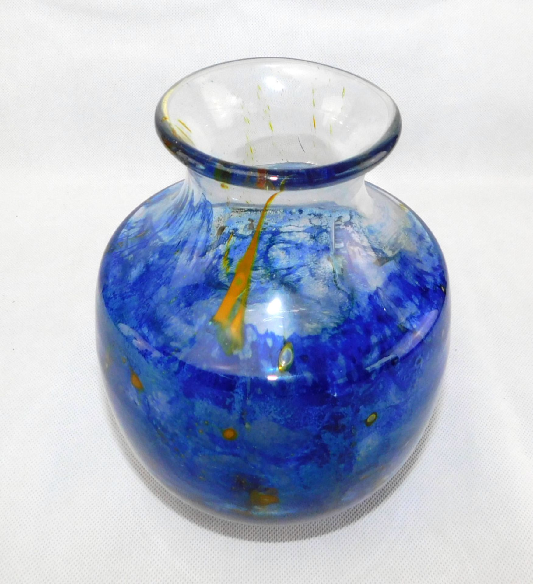 Kleine Vase, WMF IKORA, blau/gelb, 1930er Jahre, h: 18 cm