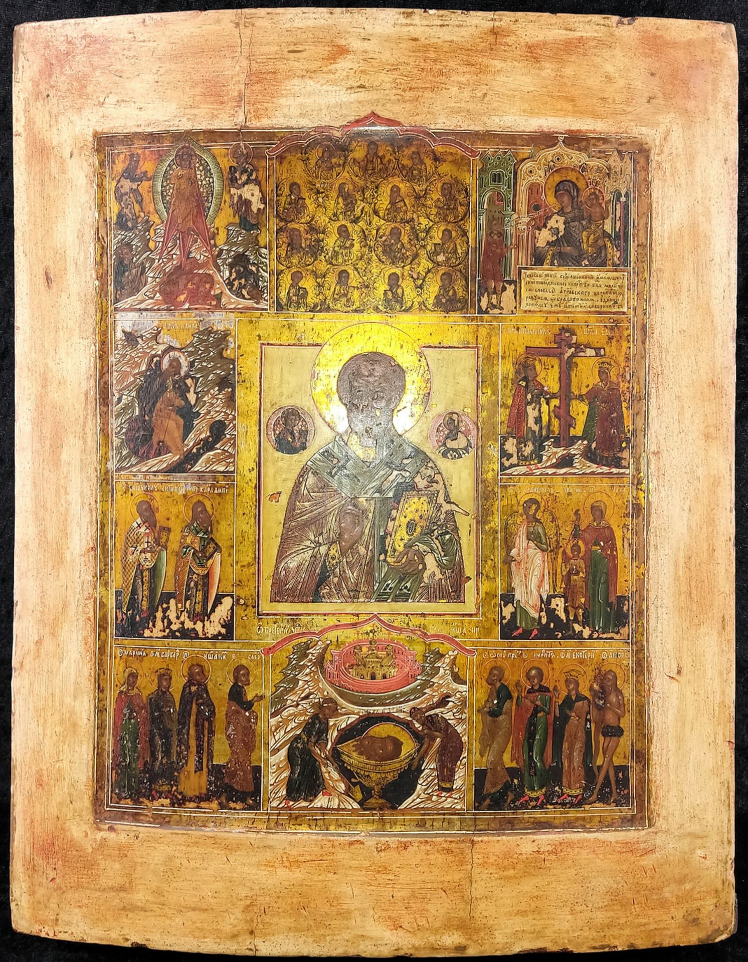 Ikone, Russland, Hl. Nikolaus mit Segensgestus, 19.Jh.