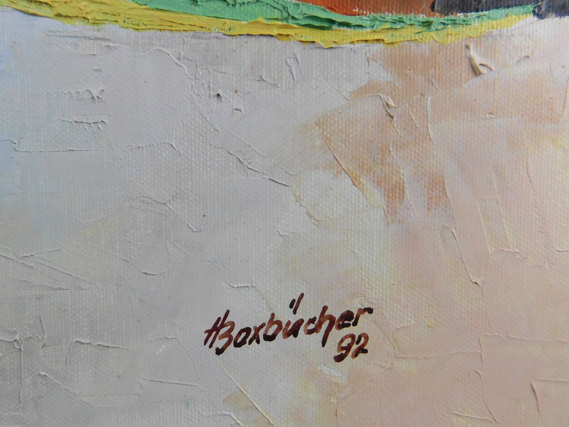 H. Boxbücher, Abstrakte Komposition, Acryl/ Leinwand, sig. u. datiert (19)92, 60 x 80 cm - Image 2 of 3