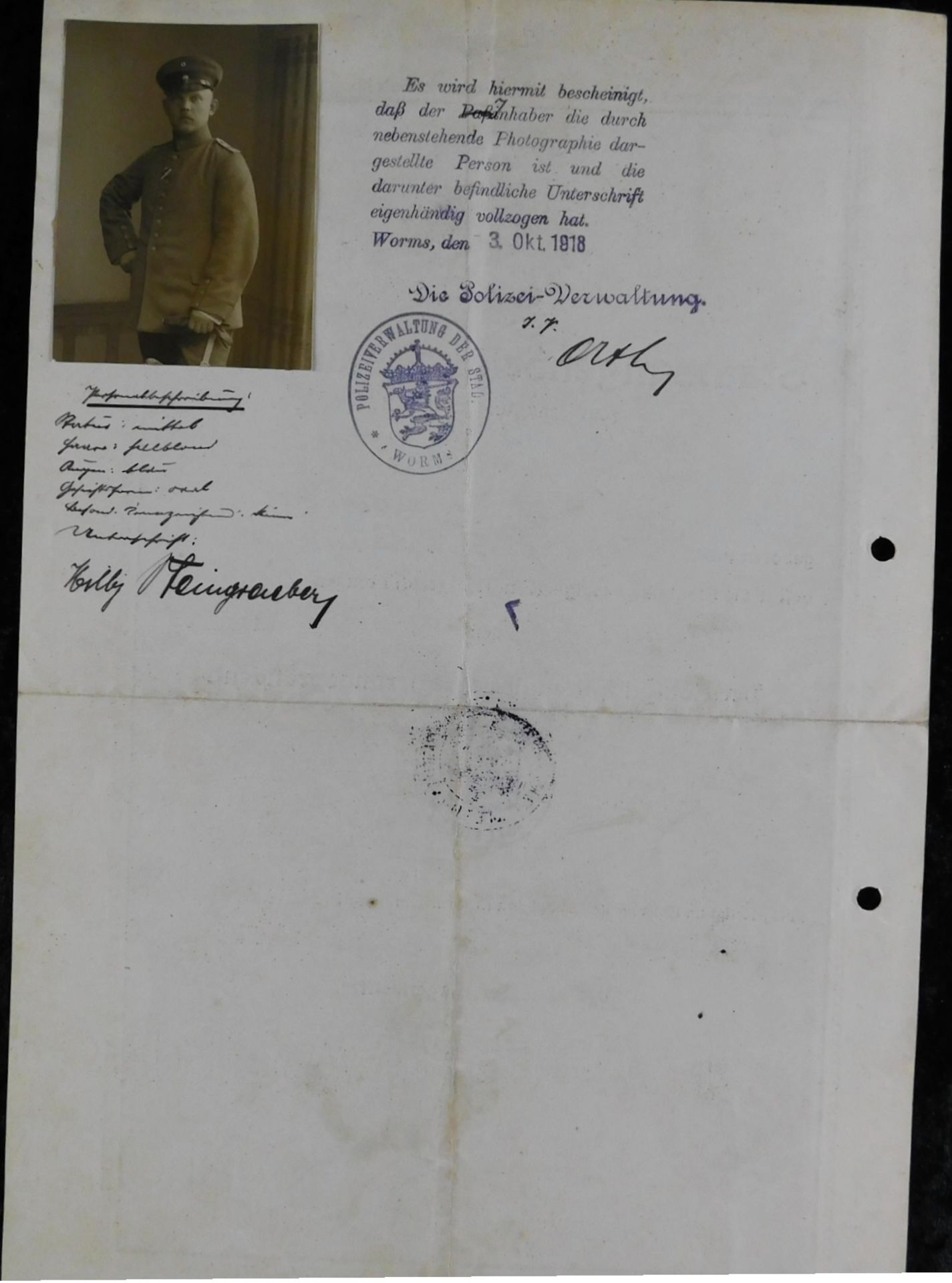 Staatsangehörigkeitsausweis, Preußen 1918 - Image 3 of 3