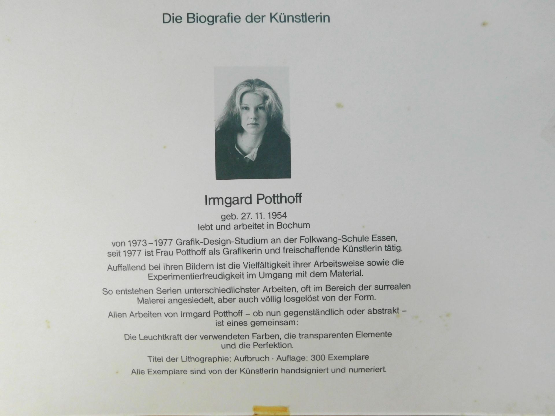 Irmgard Potthof, *1954, Lithografie "Aufbruch", Nr. 72/300, sig. u. r., 24 x 17,5 cm - Image 4 of 4