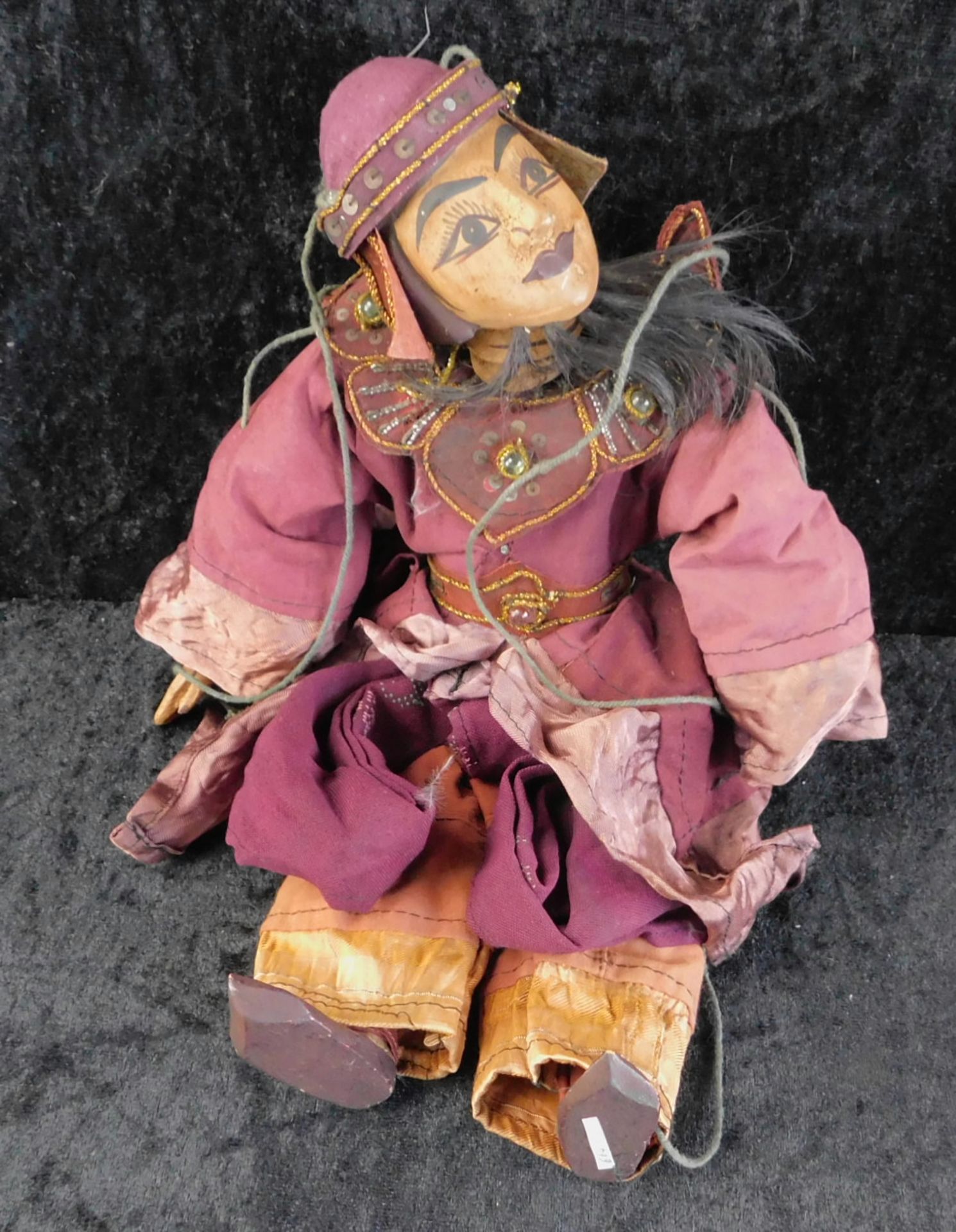 Marionette, Thailand um 1900, Holz bemalt, Fadengelenke, Höhe 35 cm - Image 6 of 6