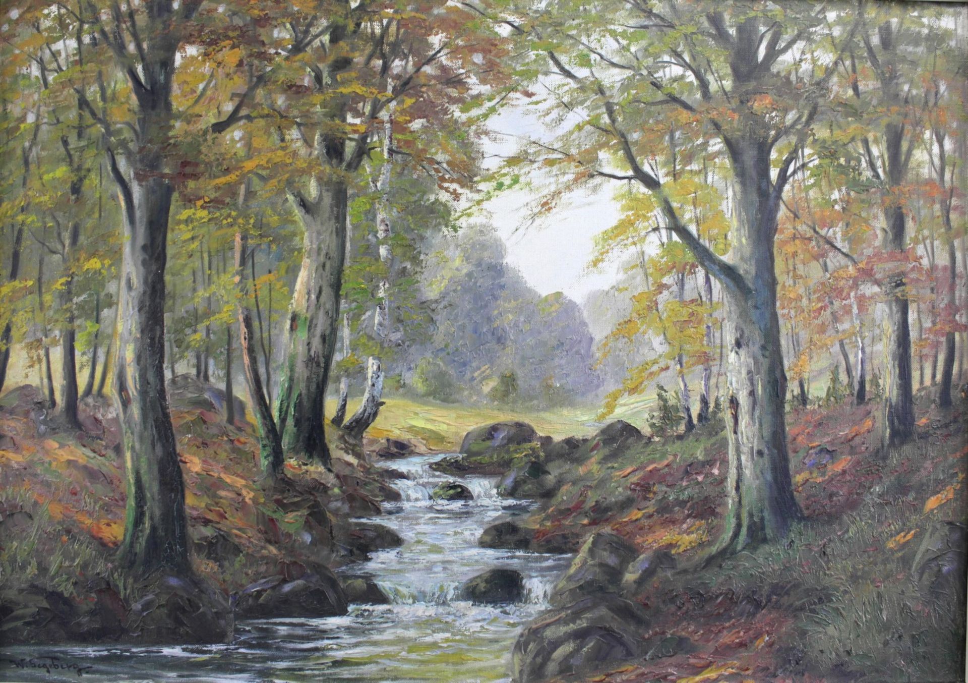 W. Segeberg, Maler 20. Jh., "Waldlandschaft" Öl/Leinwand, signiert, 51 x 71 cm - Bild 2 aus 4