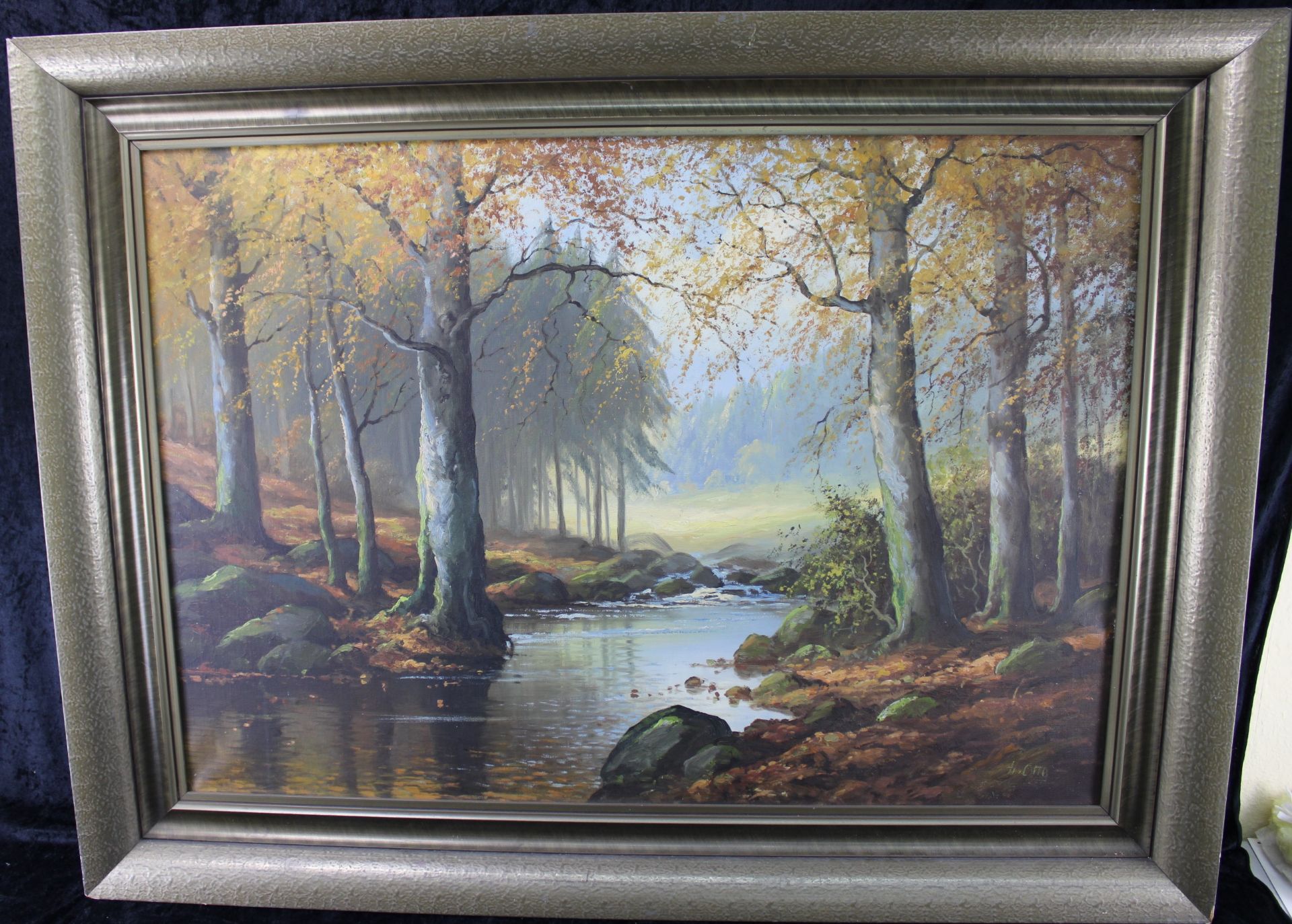 Heinrich Otto, *1858-1923, "Wald mit Bachlauf" Öl/Leinwand, 70 x 100 cm