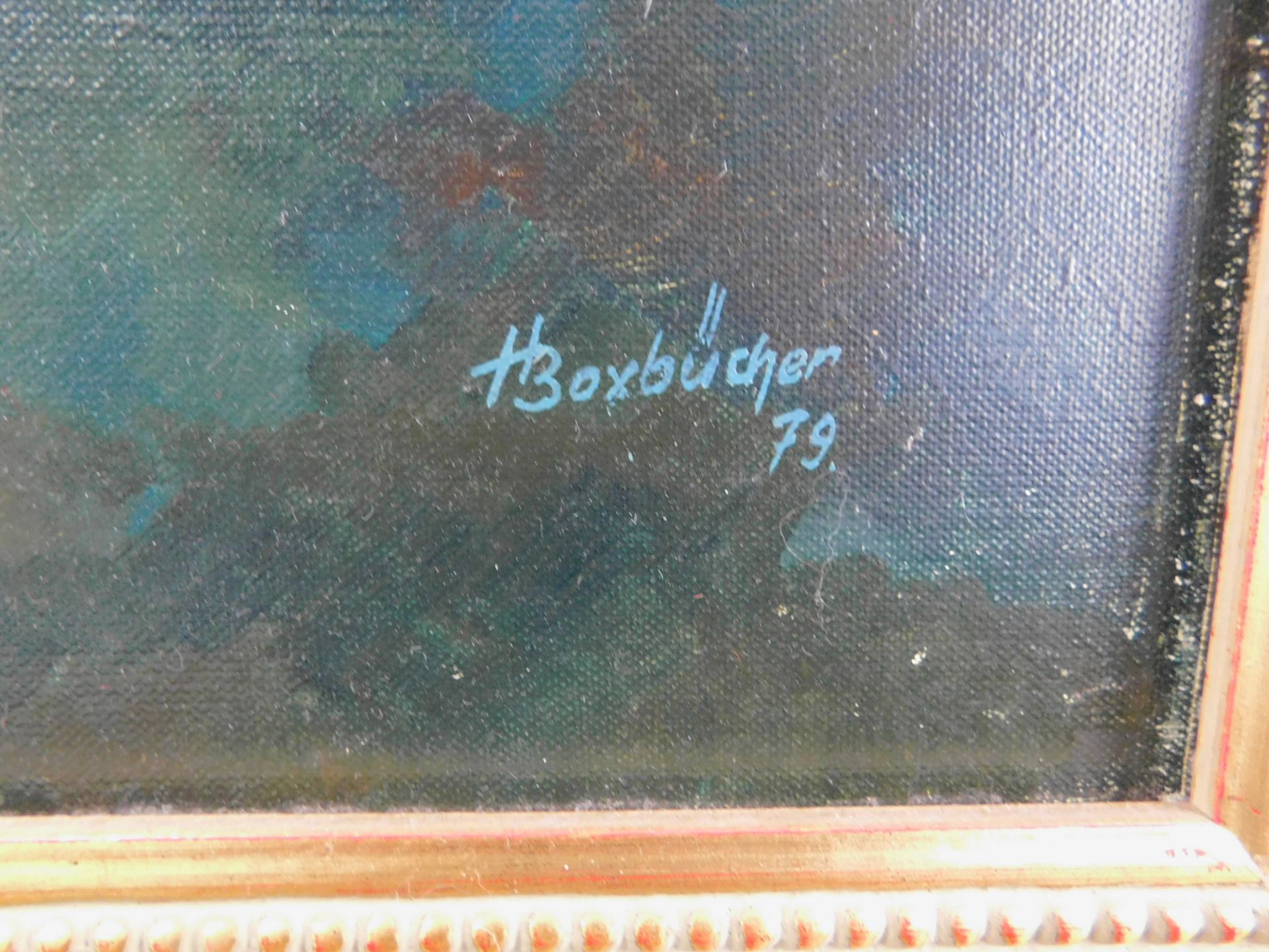 H.Boxbücher, Mystische Szene, sig. u. datiert (19)79 unten rechts,, Acryl auf Leinwand - Bild 3 aus 4