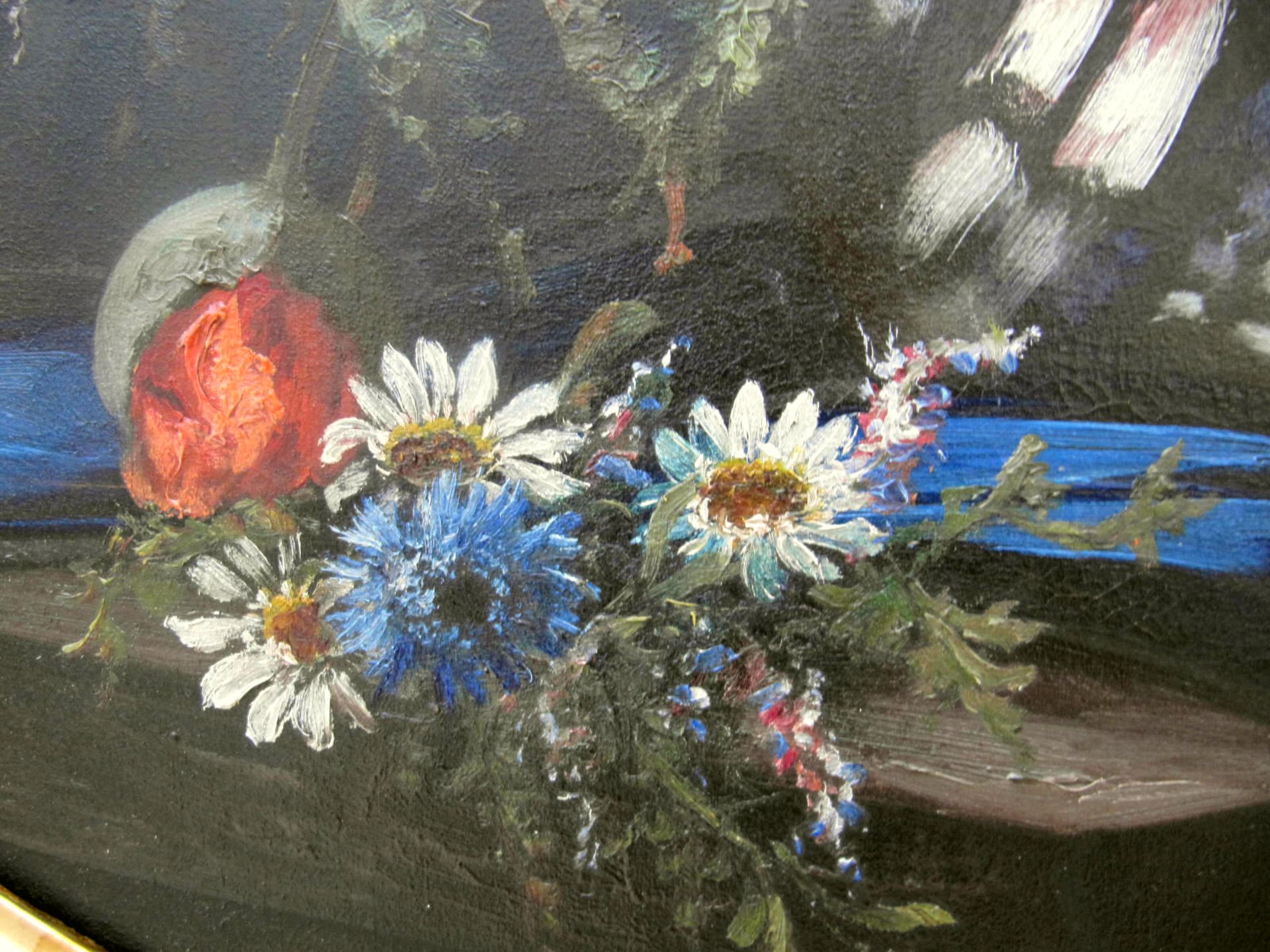 H. O. Schiele (19.Jh.) "Blumen-Stillleben" Öl/Leinwand, sig., 87 x 102 cm - Image 4 of 5