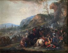 Georg Philipp I RUGENDAS (1666-1742) zugeschr., Schlachtenszene mit diversen Soldaten und Pferden,