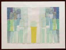Heinz Kreutz (1923 Frankfurt - 2017 Pentzberg), symmetrische Farbengruppe mit gelb-grüner