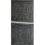Keith Haring (1958-1990) zugeschr., Untitled (Subway Drawing), weiße Kreidezeichnung auf schwarzem