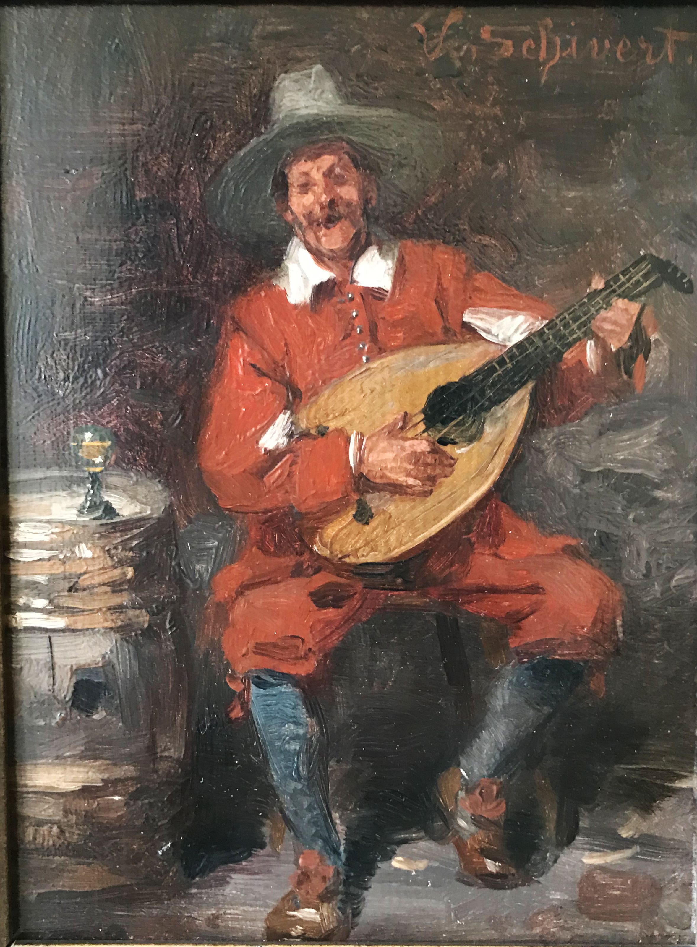 Viktor Schivert (1863 - ca. 1926), Mandolinenspieler: Ein fröhlicher Landsmann spielt auf seinem