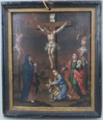 Unbekannter Künstler, um 1800, Kreuzigung mit Schächern, Maria, Magdalena und Johannes dem