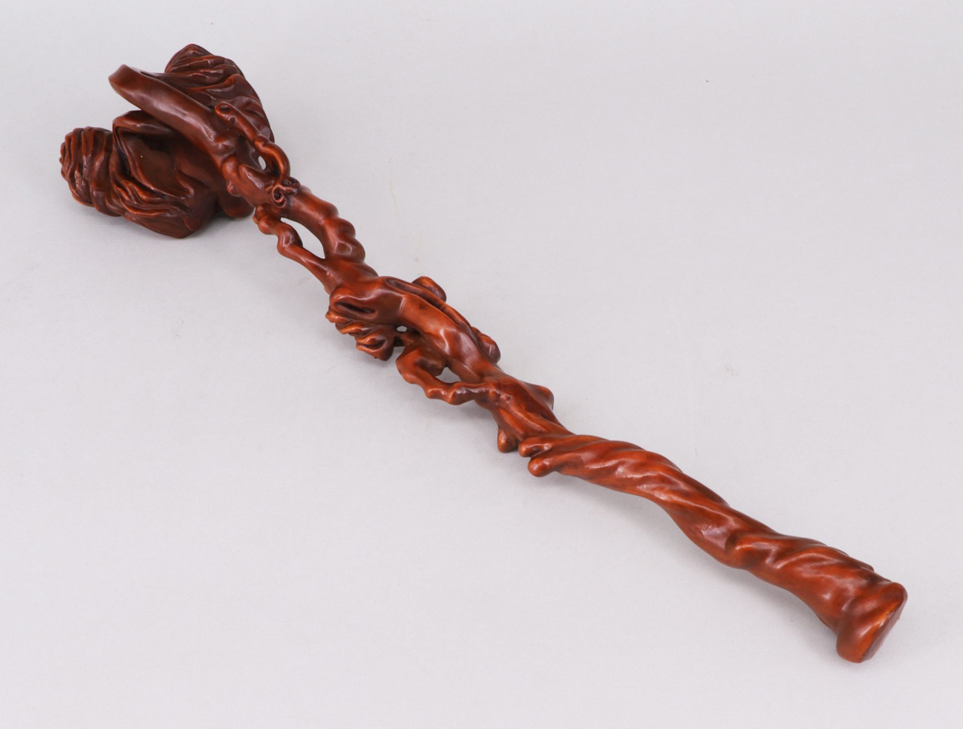 Holzzepter in Form eines Pilzes, raffiniert und aufwändig geschnitzt, L. 31 cm - Image 3 of 3
