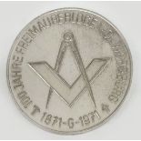 Freimaurer Medaille Würzburg, 925er Silber, Schriftzug "Johannisloge zu den zwei Säulen an der