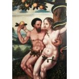 Adam und Eva, niederrheinisch, wohl frühes. 16. Jhd., Öl/Holz, 32,5 x 23 cm, minimale Retuschen.