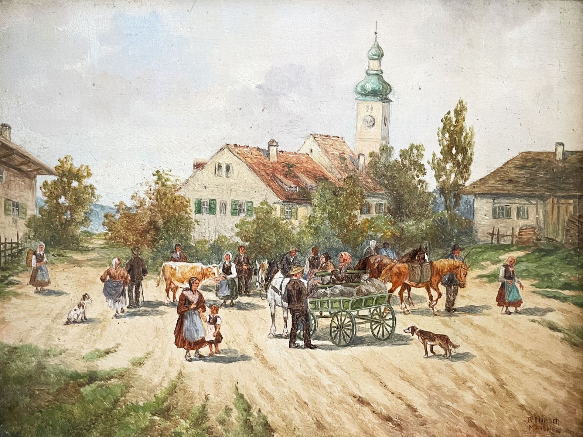Vier Gemälde: Erich Bahr, Postkutsche vor Stadttor, signiert, Öl/Karton, 28 x 22 cm; Hans Menhard, - Image 4 of 13