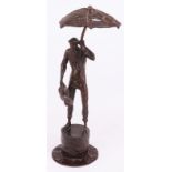 Hermann KOZIOL (1926-2011), Mann mit Regenschirm und Gießkanne, Bronze, bez. und Nr. 121/222, H.