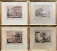 Claude Lorrain, 4 Landschaftsmotive mit Gewässern, Schiffen, Palästen, figürlicher und tierischer