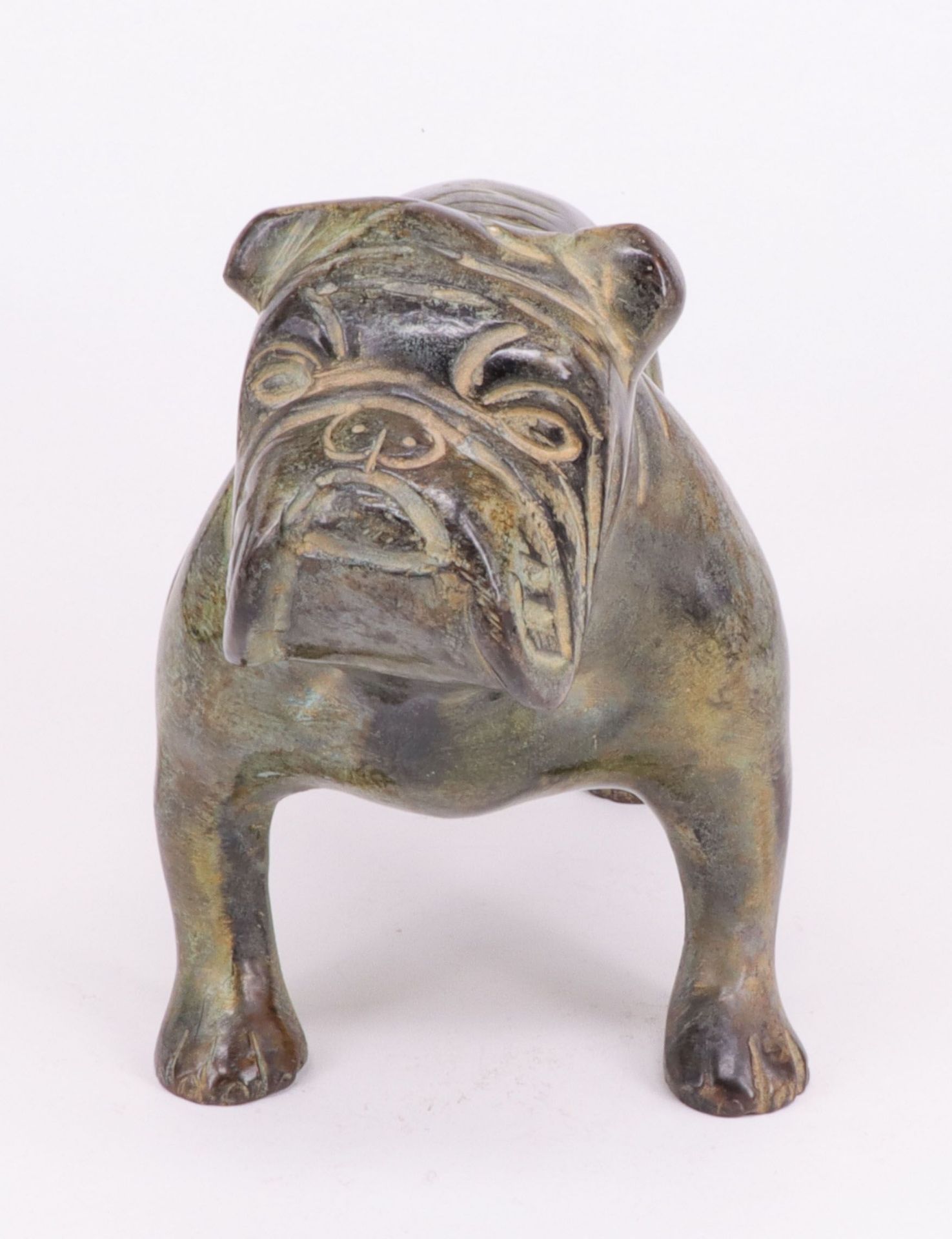 Unbekannter Künstler, 20. Jh., Bulldogge, Bronze, rechte Vorderpfote mit Monogramm FB oder FR, H. 13 - Image 2 of 4