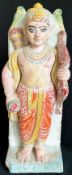 Hindu-Figur, Indien, wohl Radzastan, Wächter mit Pfeil und Bogen, Stein mit farbiger Fassung,