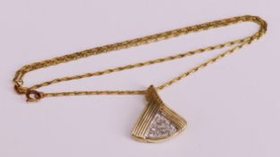 Kette mit Diamantanhänger, 585er GG, 13 Brillanten, 9,8 g, L. 41 cm