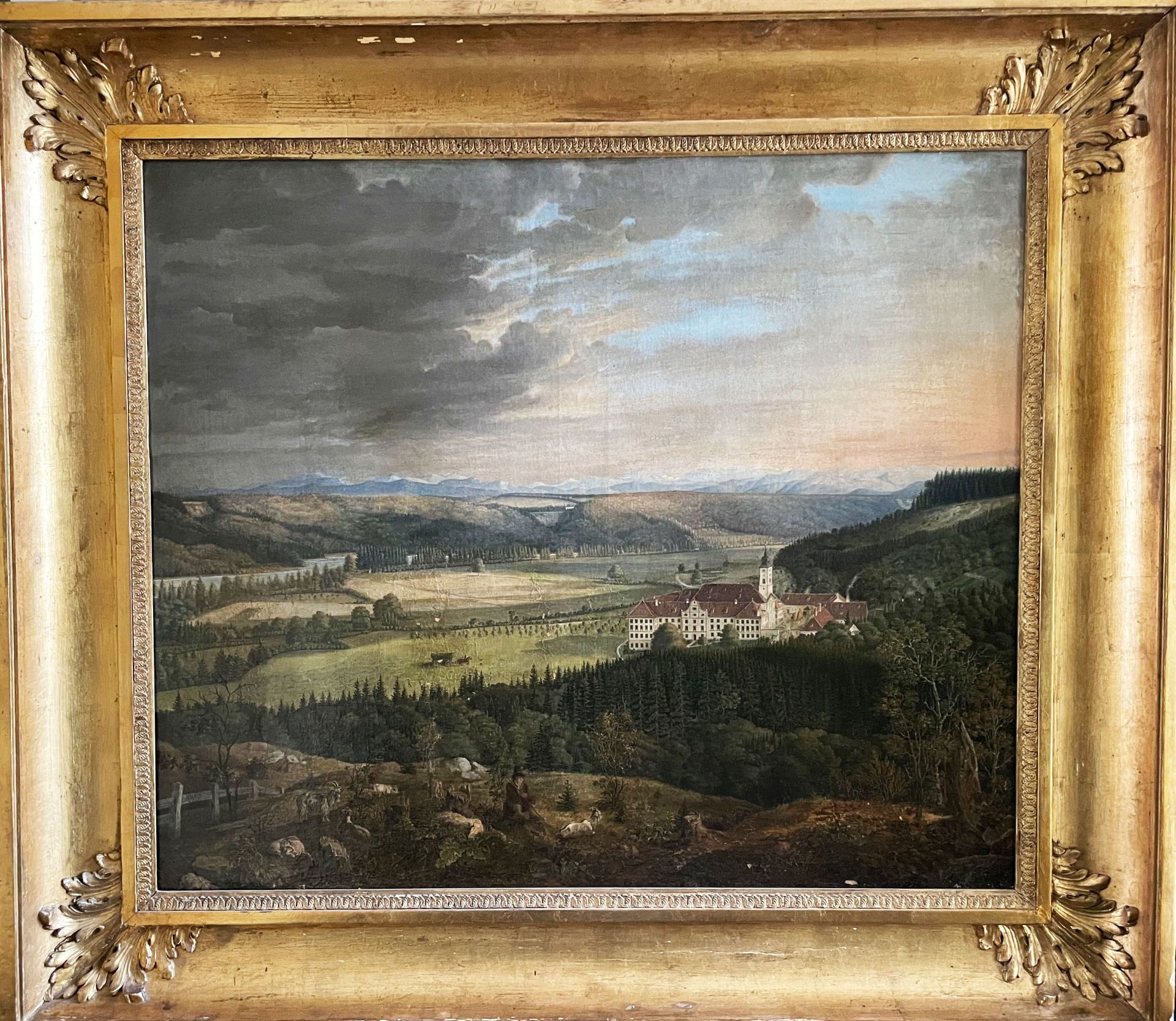 Unbekannter Künstler, 19. Jh., Benediktinerabtei Kloster Schäftlarn in weiter Landschaft, im - Bild 2 aus 5