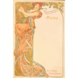 Alphonse Mucha (1860-1939), Chromolithographie Menu-Karte für Champagne, Moet & Chandon, bez. "