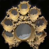 Altarrahmen, 18. Jh., großer prunkvoller Rahmen mit sieben eingesetzten runden Spiegeln um einen