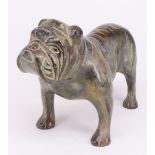 Unbekannter Künstler, 20. Jh., Bulldogge, Bronze, rechte Vorderpfote mit Monogramm FB oder FR, H. 13
