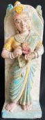 Hindu-Figur, Indien, wohl Radzastan, Tänzerin mit kleinen Zimbeln, Stein mit farbiger Fassung,