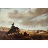 Jacob ESSELENS (1626-1687), Dünenlandschaft mit einem Reiter, seinem Knappen und einem Hund, im