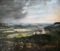 Unbekannter Künstler, 19. Jh., Benediktinerabtei Kloster Schäftlarn in weiter Landschaft, im