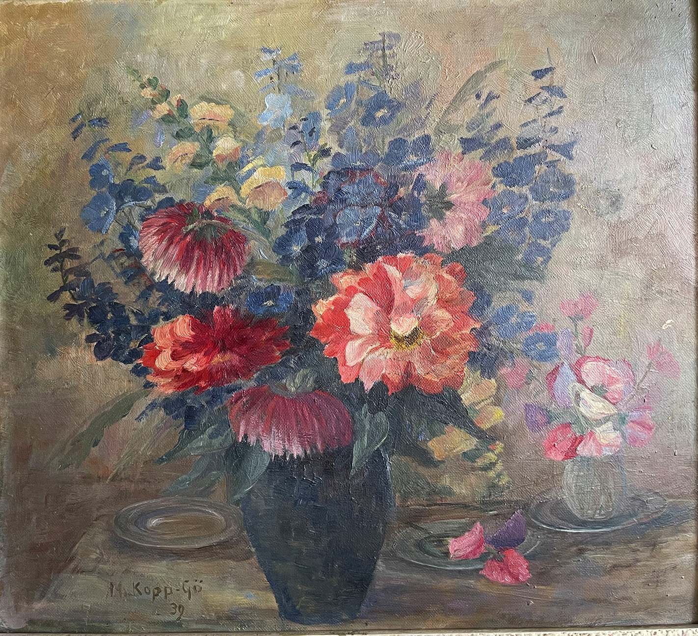 4 Gemälde mit Blumen und landschaftlichen Motiven: M. Kopp-Gössele (Rottweil), Blumenstilleben, - Image 11 of 11