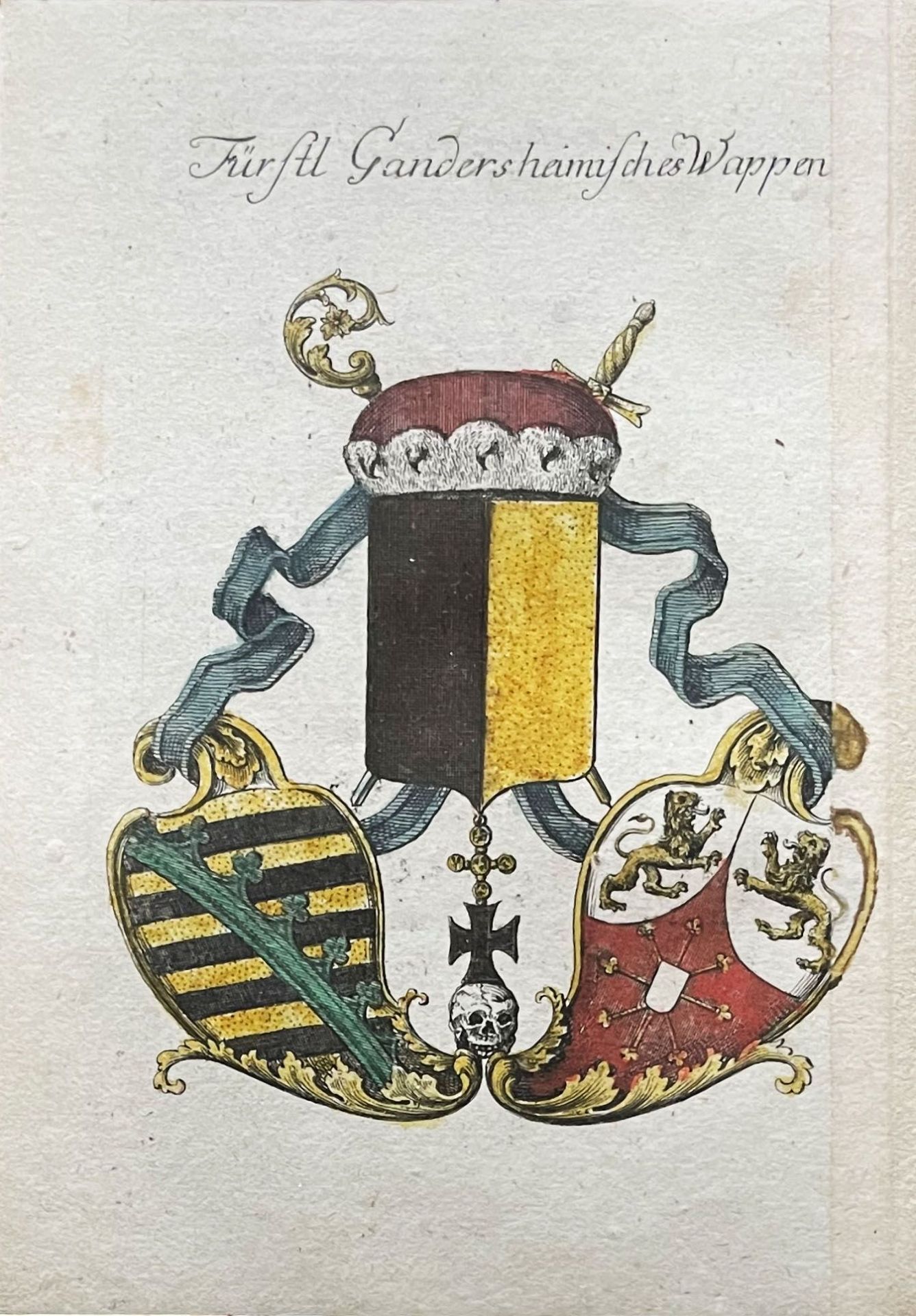 Zwei kolorierte Wappenstiche, 18. Jh., Fürstlich Schwartzburgisches Wappen und Fürstlich - Bild 3 aus 3