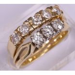 2 klassische Diamantringe: Ring, 585er GG, 4,62 g, mit vier Brillanten, 0,75 ct, RG57 sowie Ring,