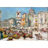 Otto HAMEL (1866-1950), Italienische Stadtansicht mit Markt, wohl Rom, signiert, Öl/Holz, 24 x 34